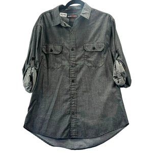 HAWK, men SHIRT, long sleeve, SIZE L, COLOR GRAY, BLACK